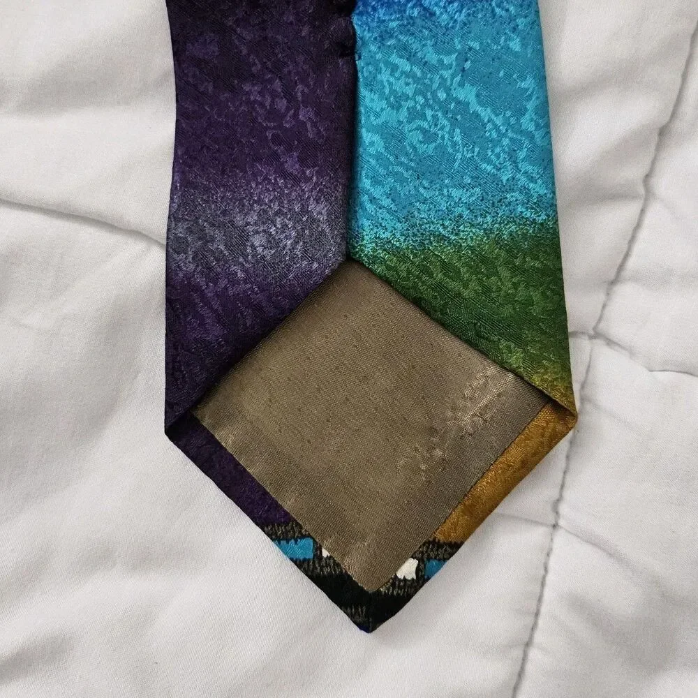 Emilio Romano Mens Silk Tie Modern Art Geometric Abstract Necktie Made In Italy